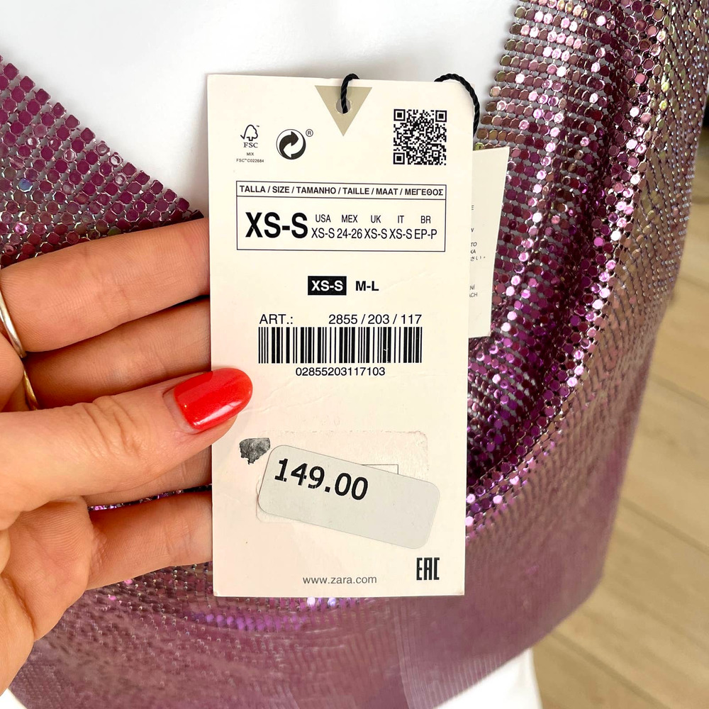 ZARA SPARKLY DUO CHROME METALLIC CHAIN MAIL HALTER MINI DRESS - Picture 14 of 14